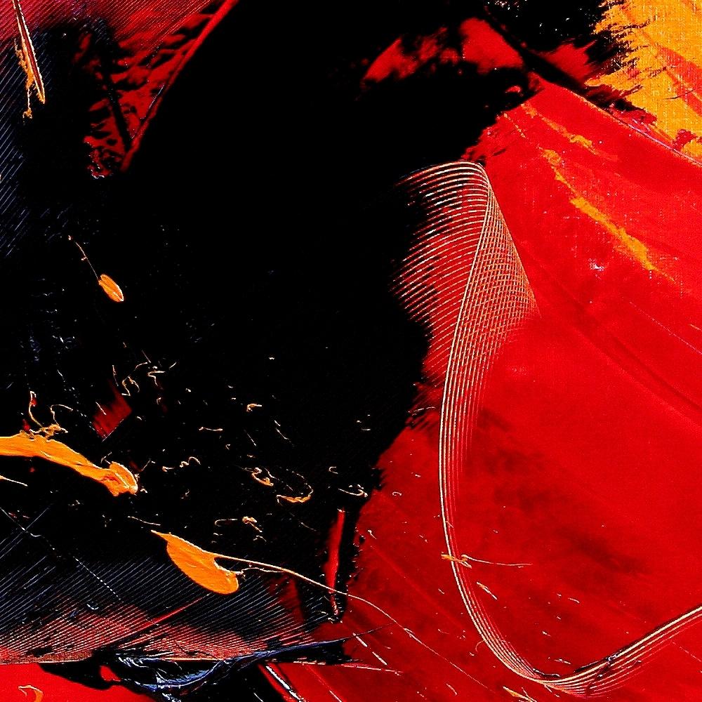 Black on Red Abstract Oil Painting 1