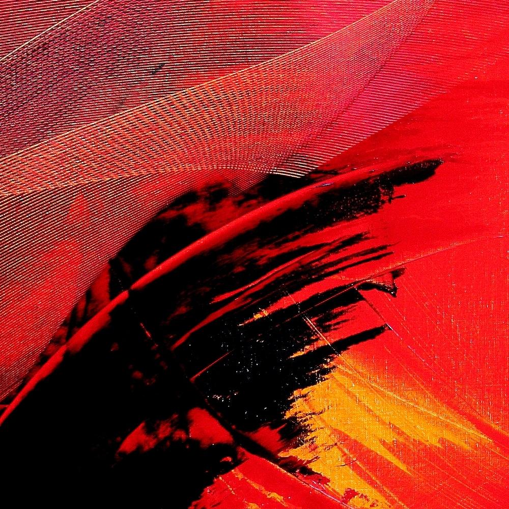 Black on Red Abstract Oil Painting 2