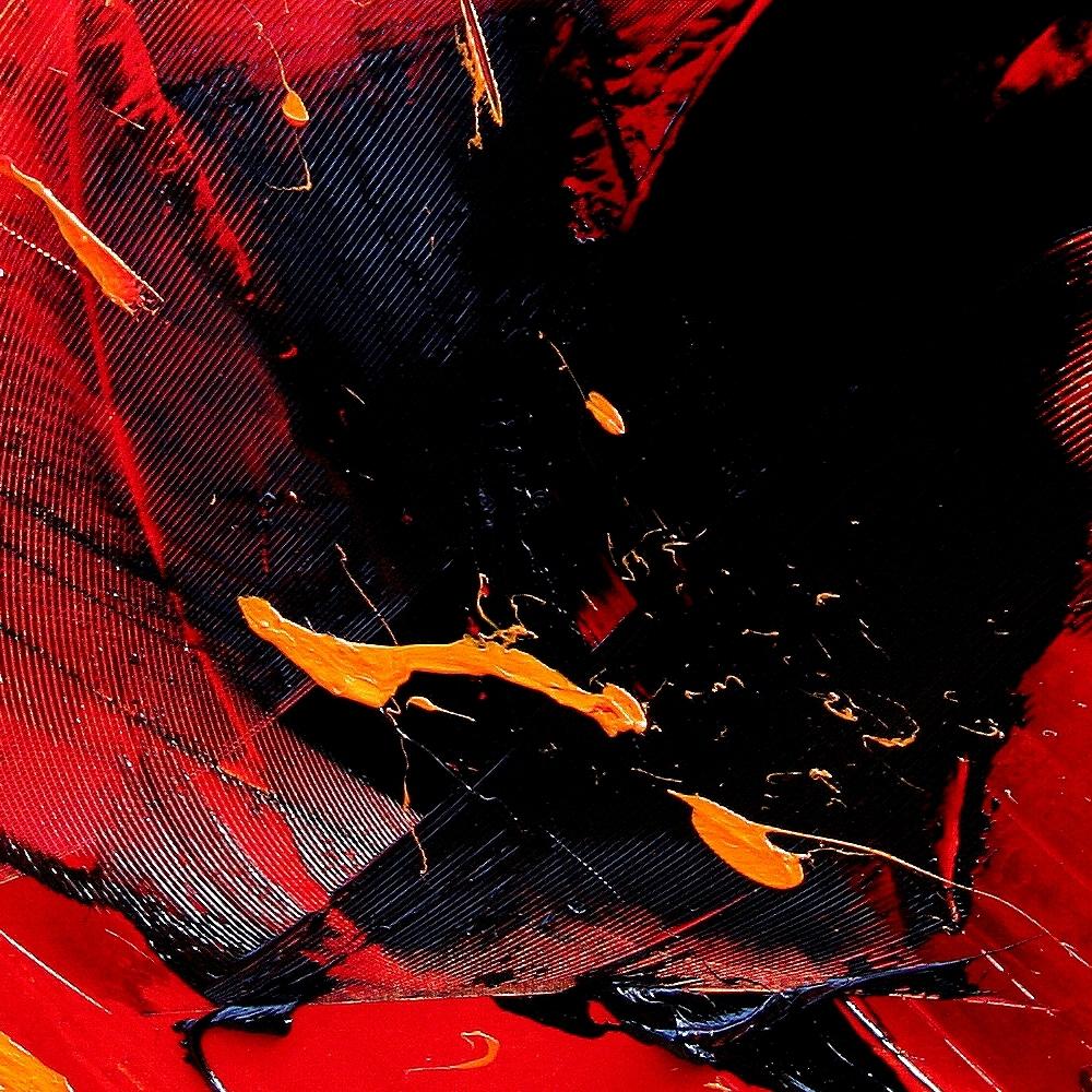 Black on Red Abstract Oil Painting 3