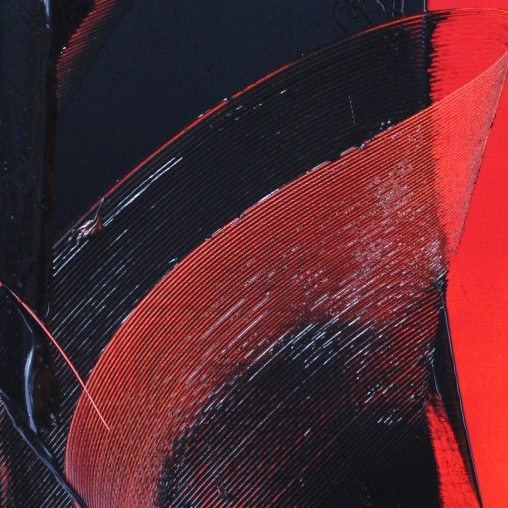 Black on Red Abstract Oil Painting For Sale 2