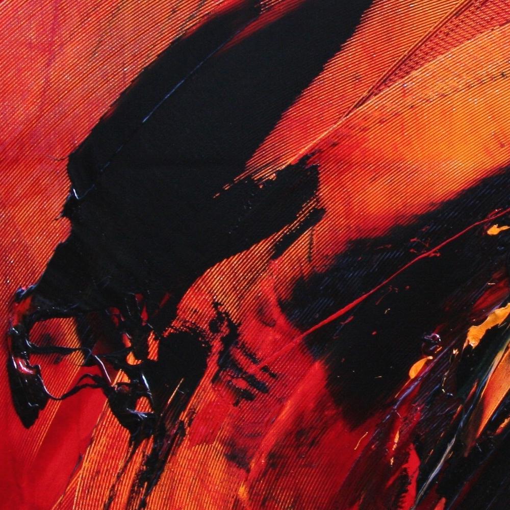 Black on Red Abstract Oil Painting 4