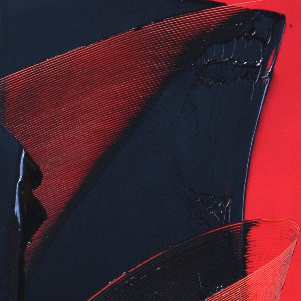 Black on Red Abstract Oil Painting For Sale 4