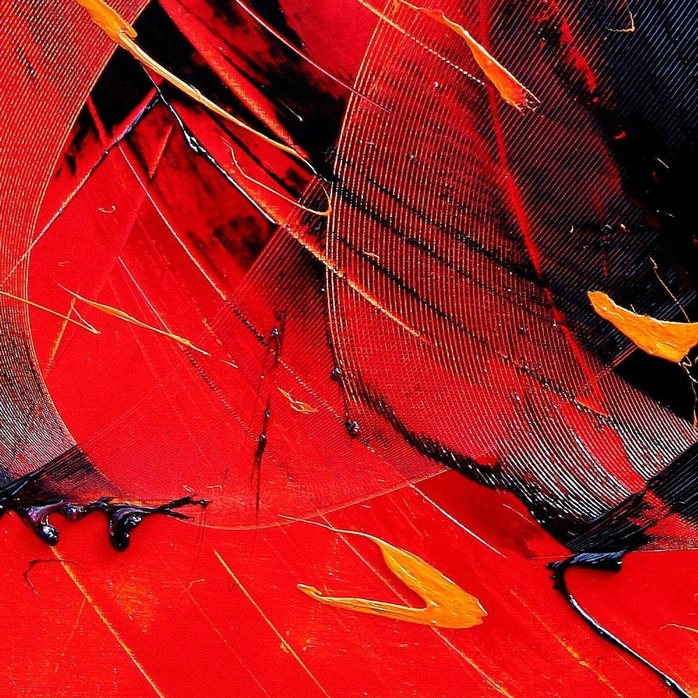 Black on Red Abstract Oil Painting 6