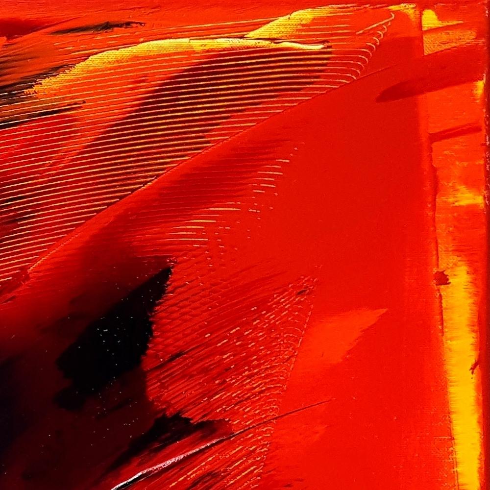 Black on Red and Yellow Abstract Oil Painting 13