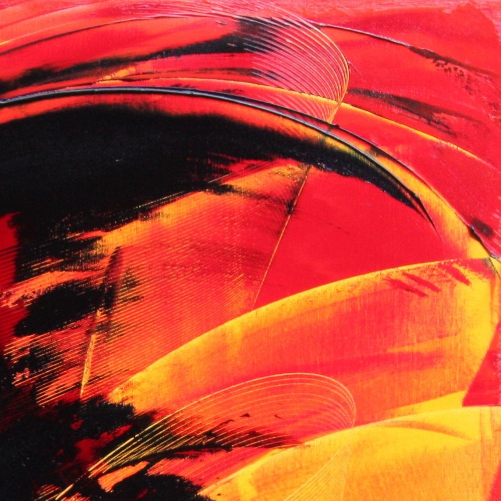 Black on Red and Yellow Abstract Oil Painting 10