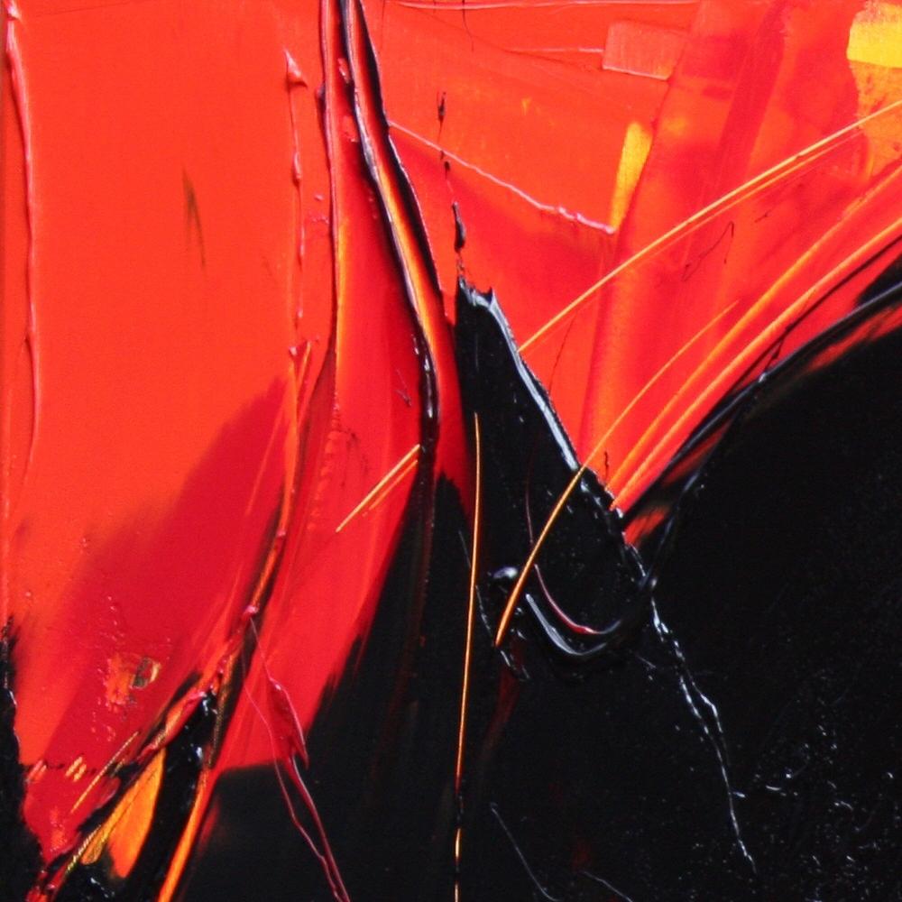 Black on Red and Yellow Abstract Oil Painting 11