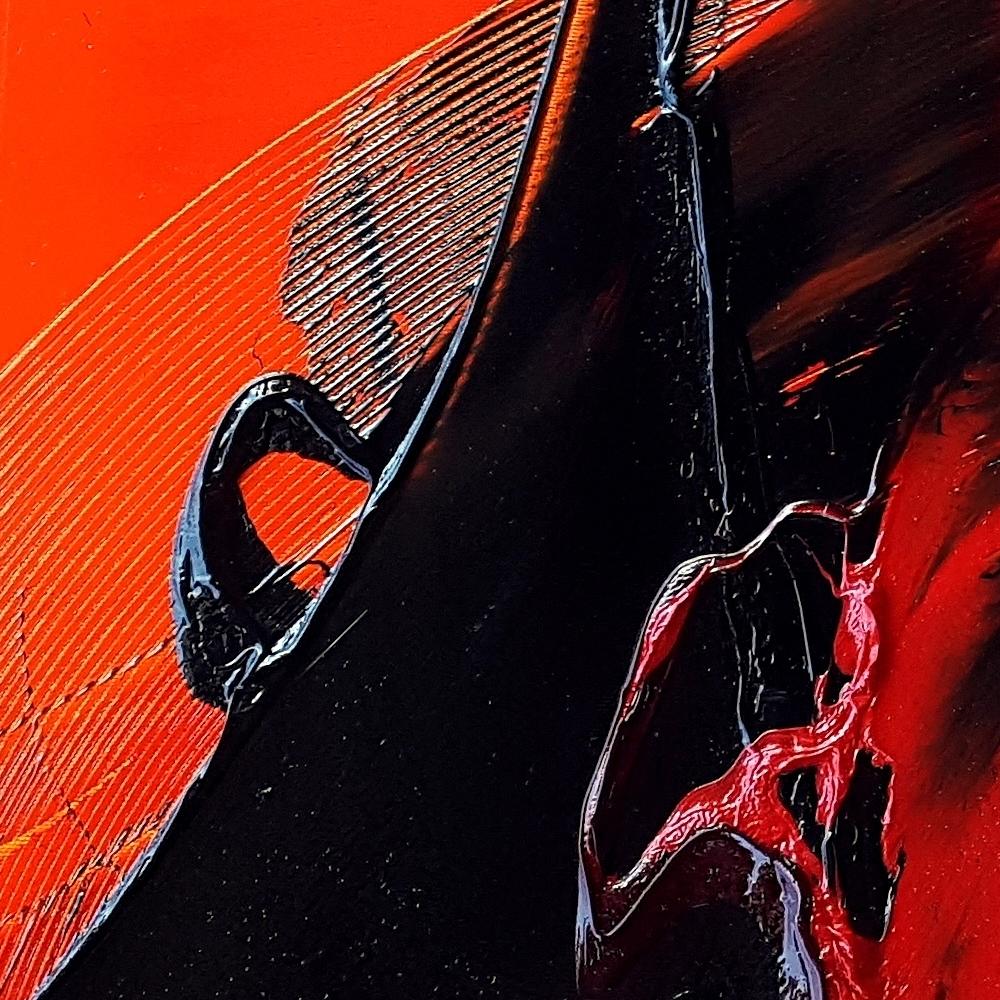 Black on Red and Yellow Abstract Oil Painting 2