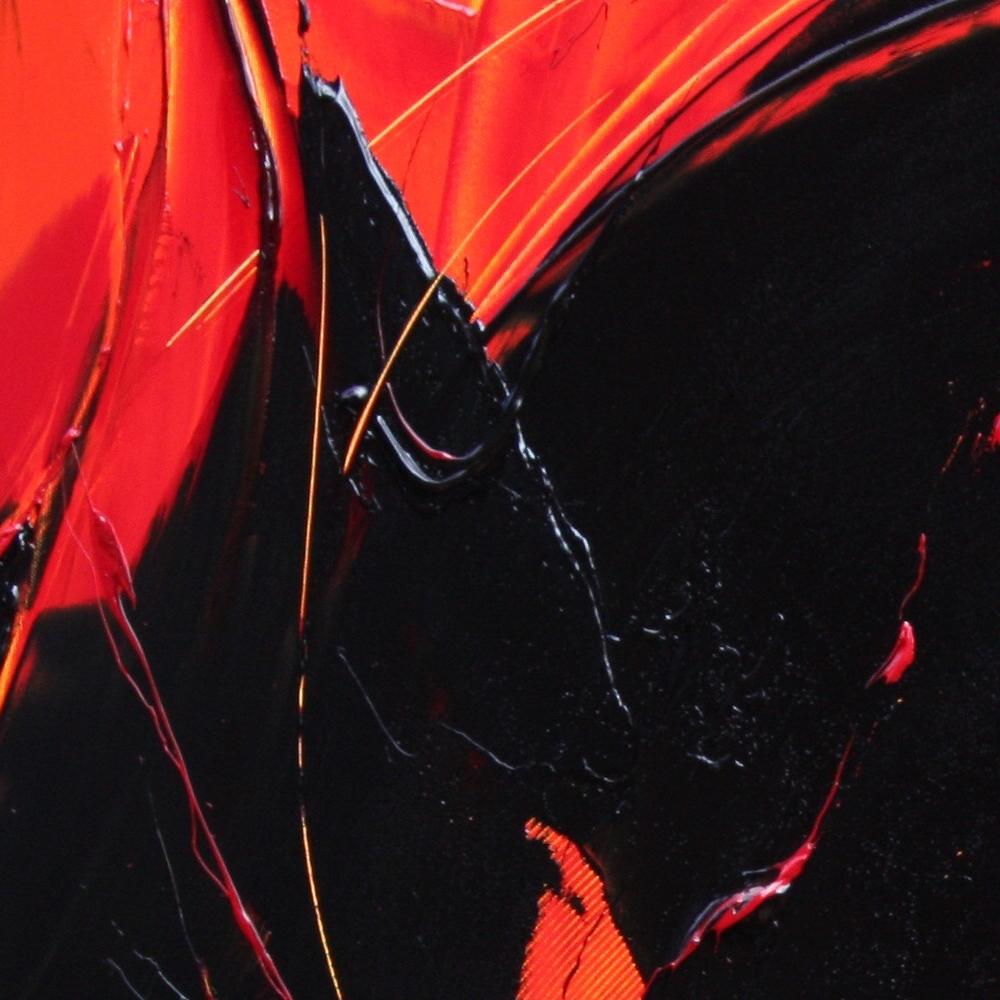 Black on Red and Yellow Abstract Oil Painting 1