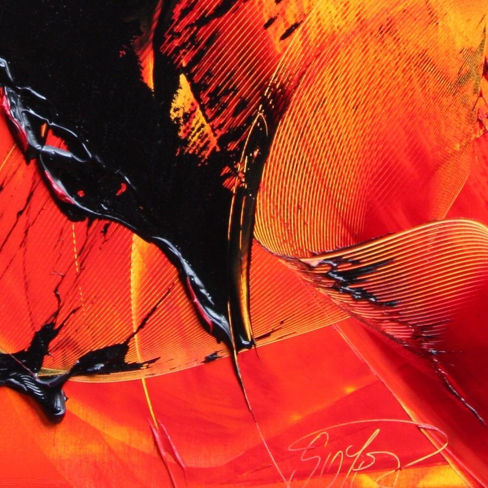 Black on Red and Yellow Abstract Oil Painting 3