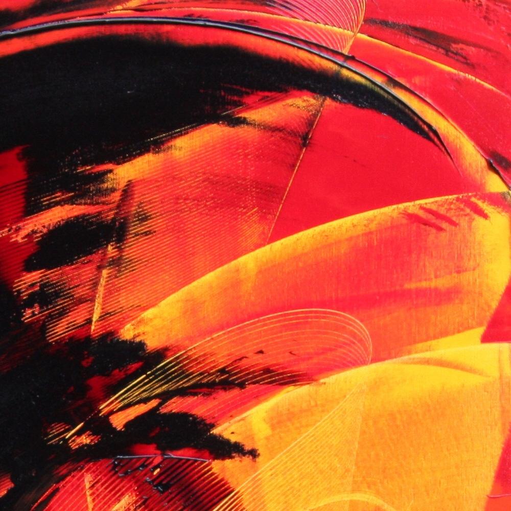 Black on Red and Yellow Abstract Oil Painting 4
