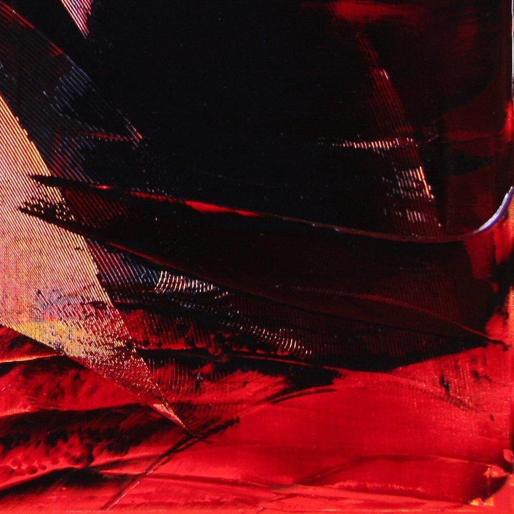 Black on Red and Yellow Gestural Abstract Oil Painting 8
