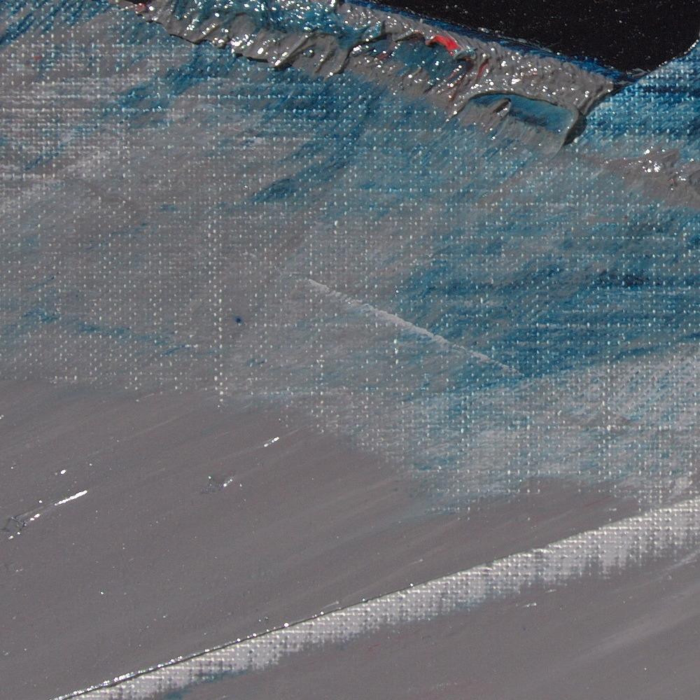 Quadro astratto a olio blu, grigio e rosso, senza titolo 5