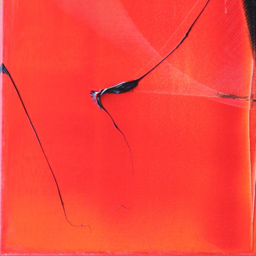Sorprendente pintura abstracta al óleo sobre lienzo (32 x 26 pulgadas) de Jean Soyer, que presenta una dramática interacción entre el rojo vibrante y el negro profundo. La composición muestra pinceladas atrevidas y dinámicas y gruesos elementos