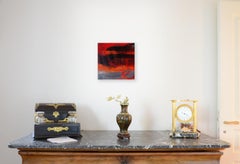 Bold Scarlet Horizons: Contemporary Abstract Expressionist Canvas