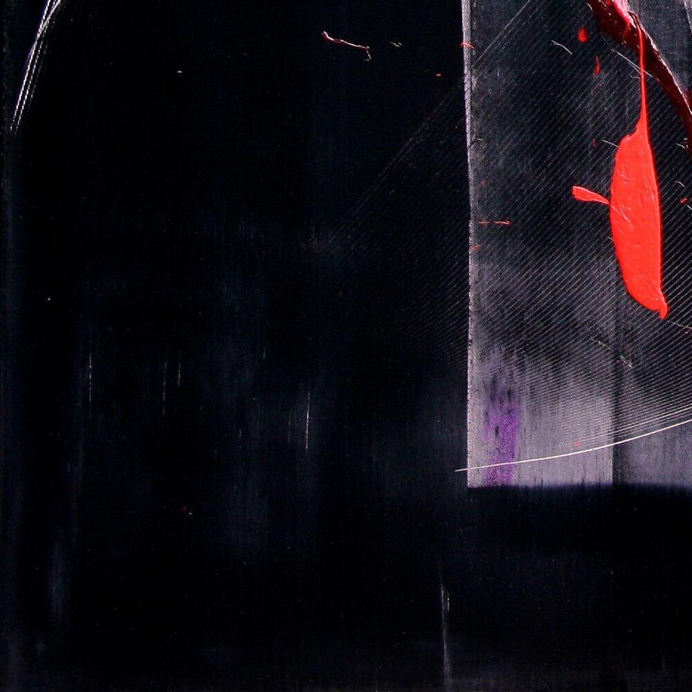 Movimento drammatico: Pittura espressionista astratta in rosso e viola in vendita 1