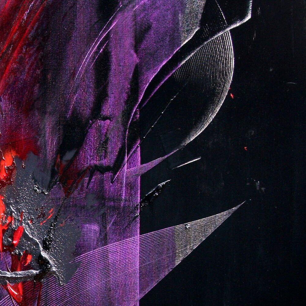 Movimento drammatico: Pittura espressionista astratta in rosso e viola in vendita 4