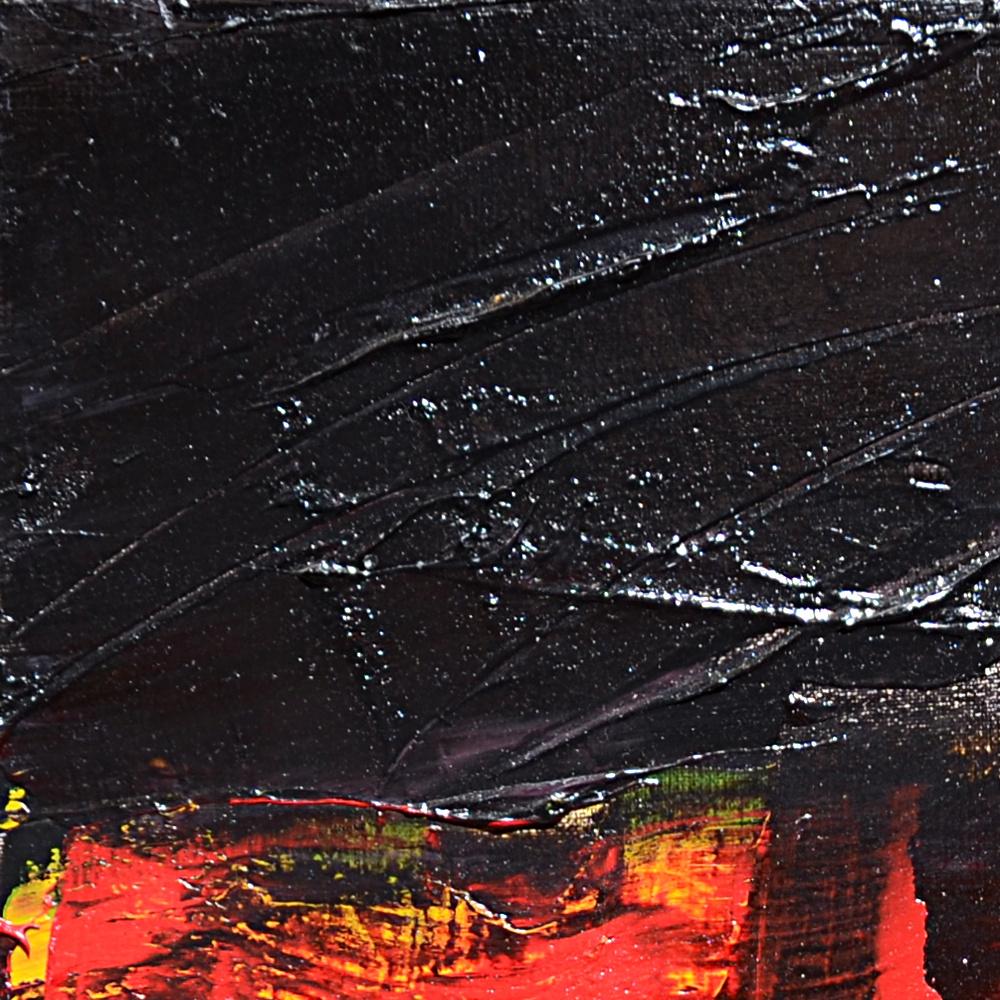 Dramatic Sunset Abstract: Bold Red and Black Oil Painting by Jean Soyer in vendita 10