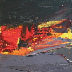 Dramatic Sunset Abstract: Bold Red and Black Oil Painting by Jean Soyer