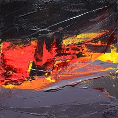 Dramatic Sunset Abstract: Bold Red and Black Oil Painting by Jean Soyer