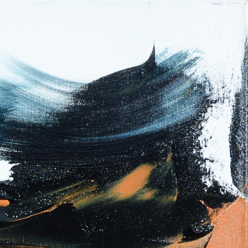 Composizione astratta dinamica in arancione e nero  Pittura ad olio moderna in vendita 5