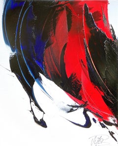 Composizione lirica astratta dinamica rossa e blu Pittura ad olio moderna