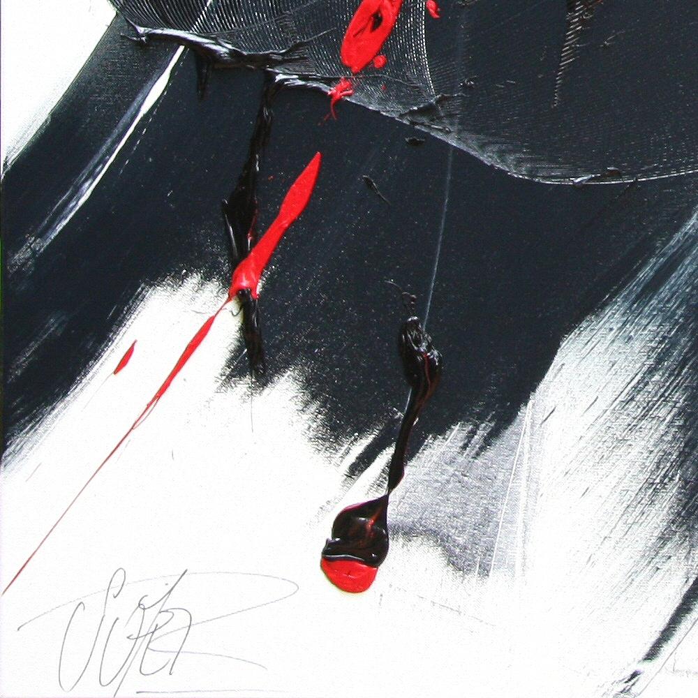 Pittura ad olio espressionista astratta dinamica in nero e rosso di Jean Soyer in vendita 5