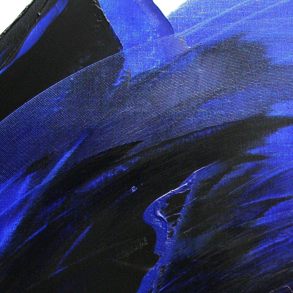 Pittura ad olio espressionista astratta dinamica blu e nera di Jean Soyer in vendita 10