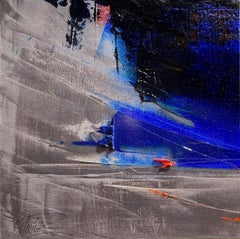 Pittura ad olio astratta "Tempesta blu dinamica" di Jean Soyer