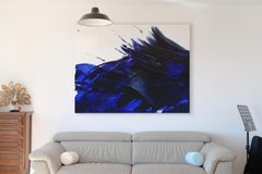 Dynamic Dark Blue Abstract Marine Modern Oil Painting by Jean Soyer