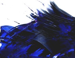 Dynamic Dark Blue Abstract Marine Modern Oil Painting by Jean Soyer