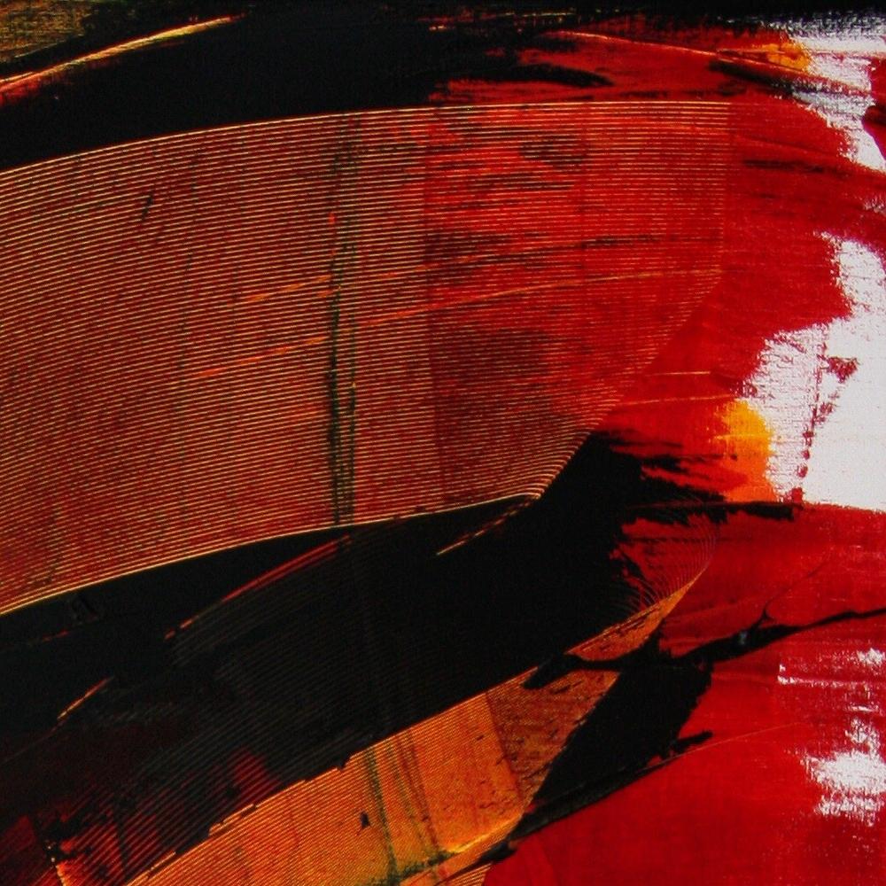 Pittura ad olio espressionista astratta di Jean Soyer, rosso scuro dinamico in vendita 4