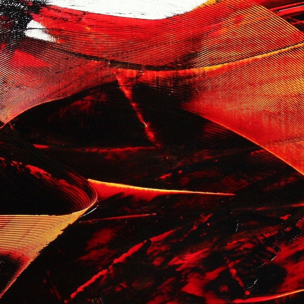 Pittura a olio dinamica rosso scuro su bianco Arte moderna contemporanea astratta - Abstract Painting Rosso di Jean Soyer