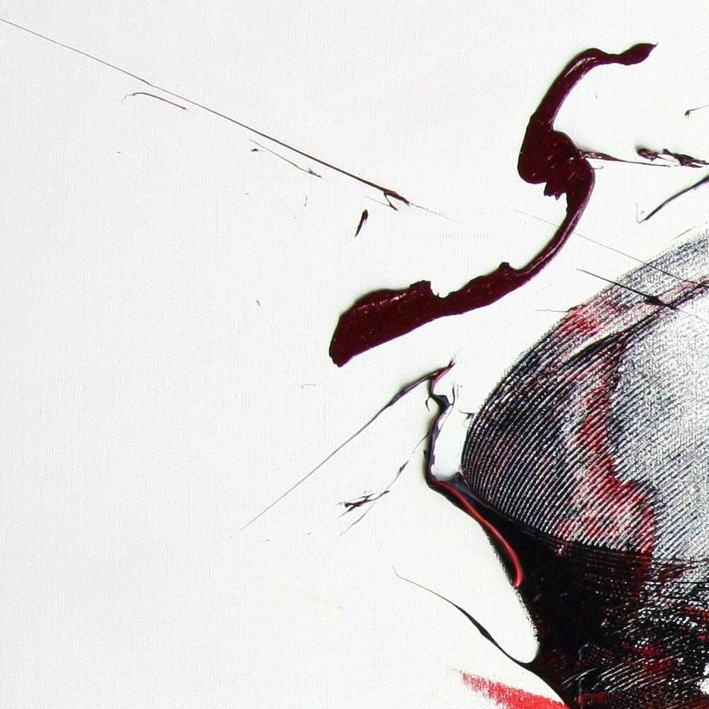 Pittura a olio dinamica rosso scuro su bianco Arte moderna contemporanea astratta in vendita 2
