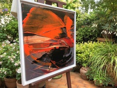 Dynamic Orange and Black Abstract Oil Painting by Jean Soyer