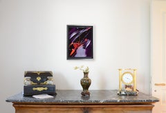 Dynamic Red and Purple Abstract Dance Small Modern Oil Painting by Jean Soyer