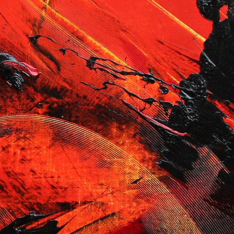 Pittura ad olio espressionista astratta rossa dinamica - Movimento d'arte moderna in vendita 10