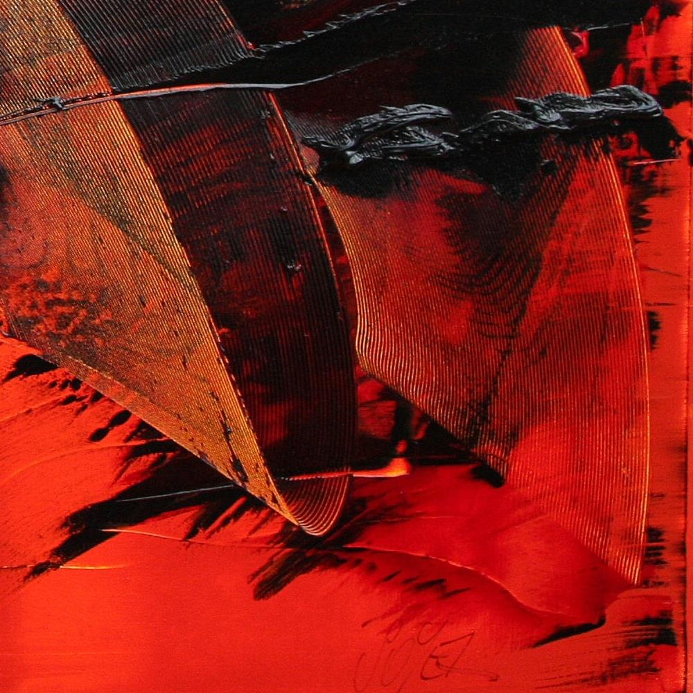 Pittura ad olio espressionista astratta rossa dinamica - Movimento d'arte moderna - Painting Contemporaneo di Jean Soyer