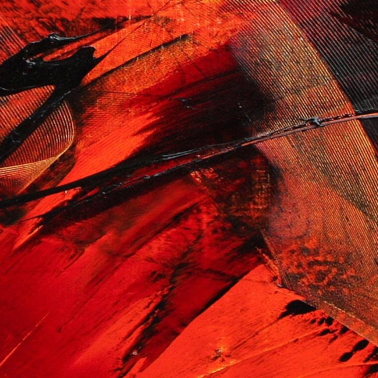 Pittura ad olio espressionista astratta rossa dinamica - Movimento d'arte moderna in vendita 2