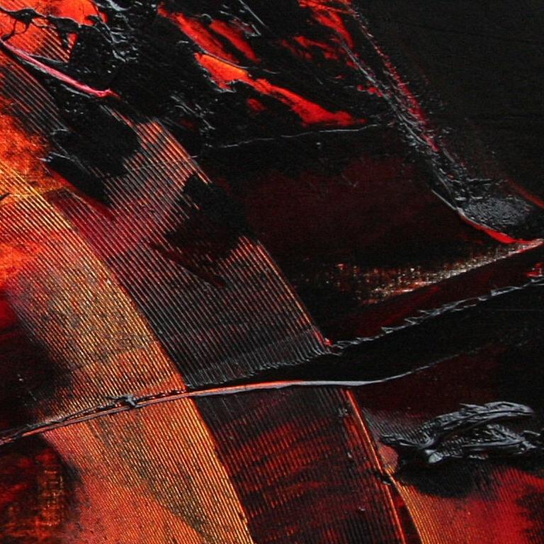 Pittura ad olio espressionista astratta rossa dinamica - Movimento d'arte moderna in vendita 3