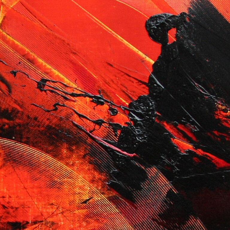 Pittura ad olio espressionista astratta rossa dinamica - Movimento d'arte moderna in vendita 4