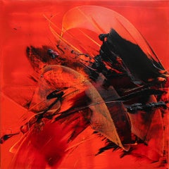 Pittura ad olio espressionista astratta rossa dinamica - Movimento d'arte moderna