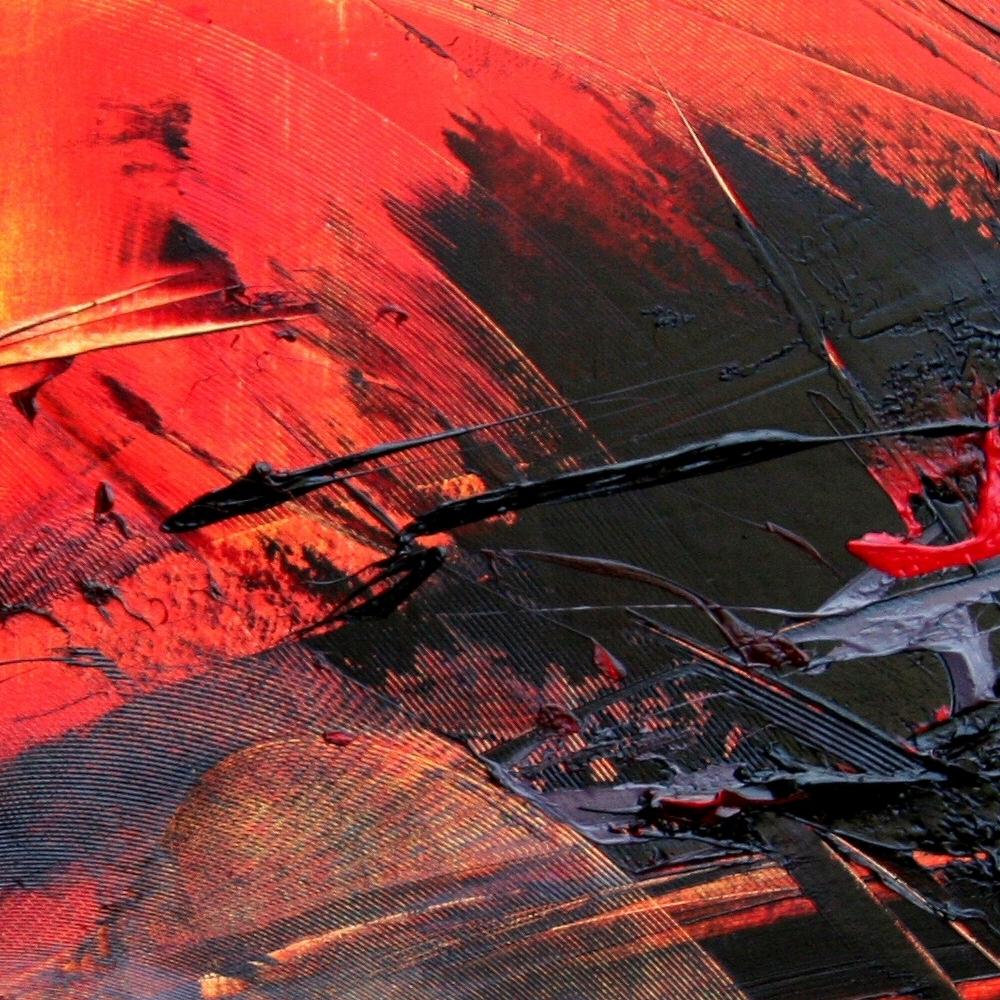 Pittura ad olio astratta dinamica rossa e nera  Espressionismo contemporaneo in vendita 5