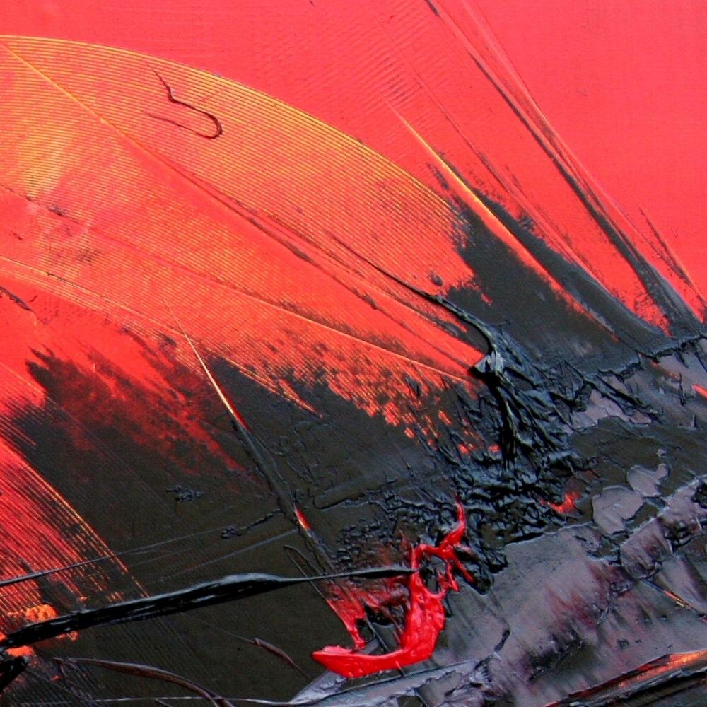 Pittura ad olio astratta dinamica rossa e nera  Espressionismo contemporaneo in vendita 6