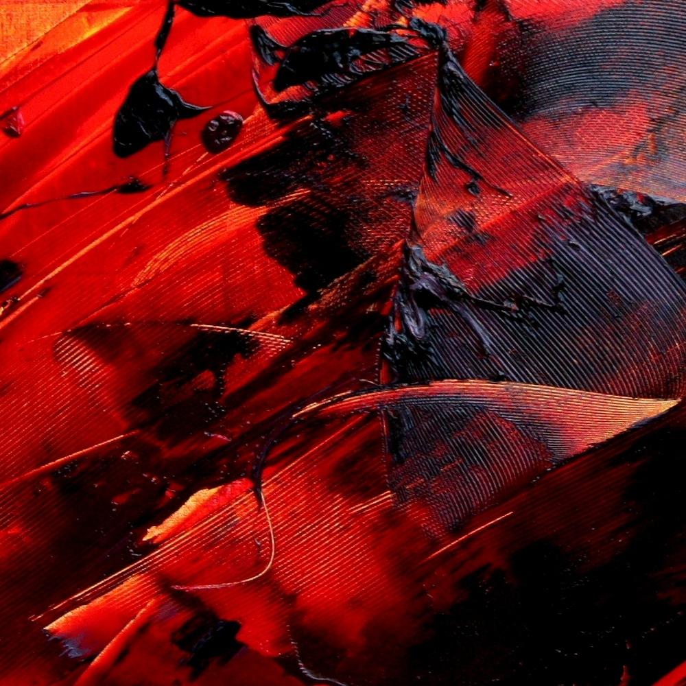 Pittura ad olio astratta dinamica rossa e nera  Espressionismo contemporaneo in vendita 7