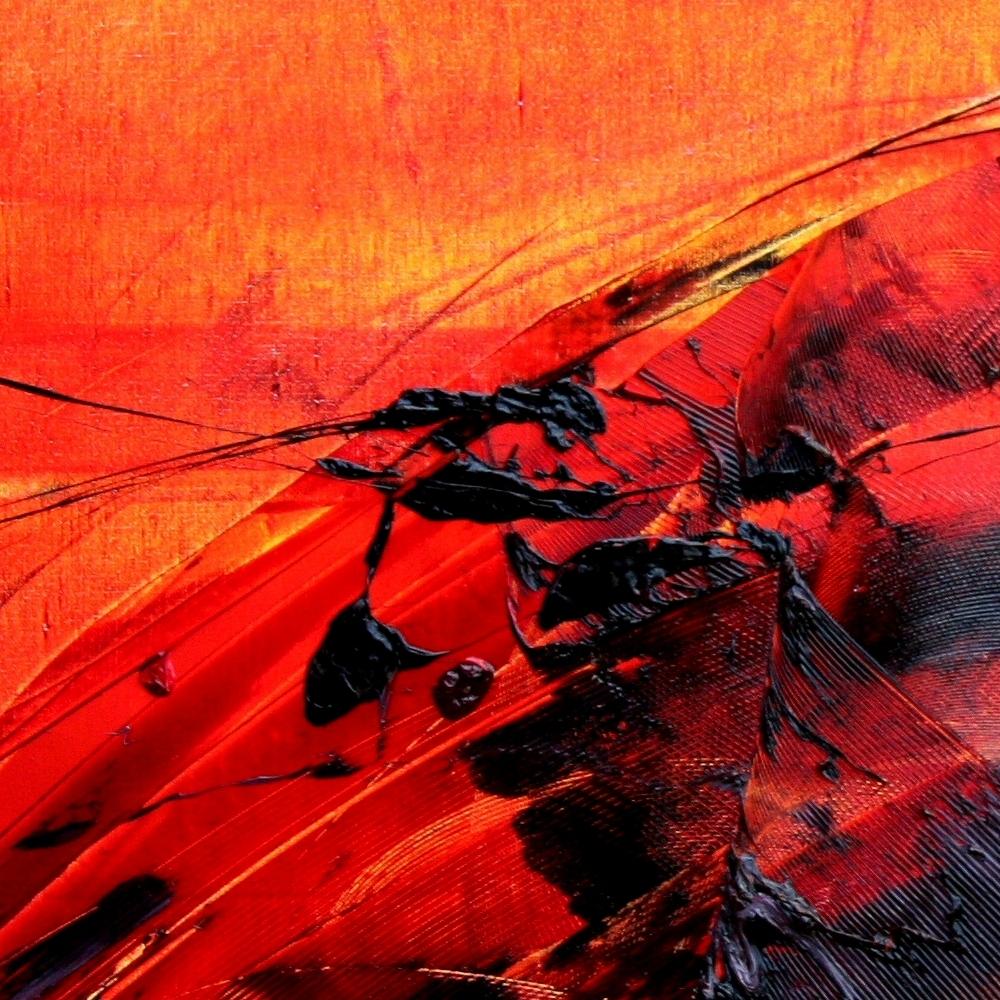 Pittura ad olio astratta dinamica rossa e nera  Espressionismo contemporaneo in vendita 8