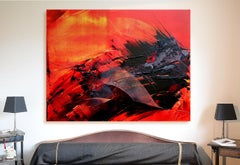 Peinture à l'huile abstraite Dynamic rouge et noire  L'expressionnisme contemporain