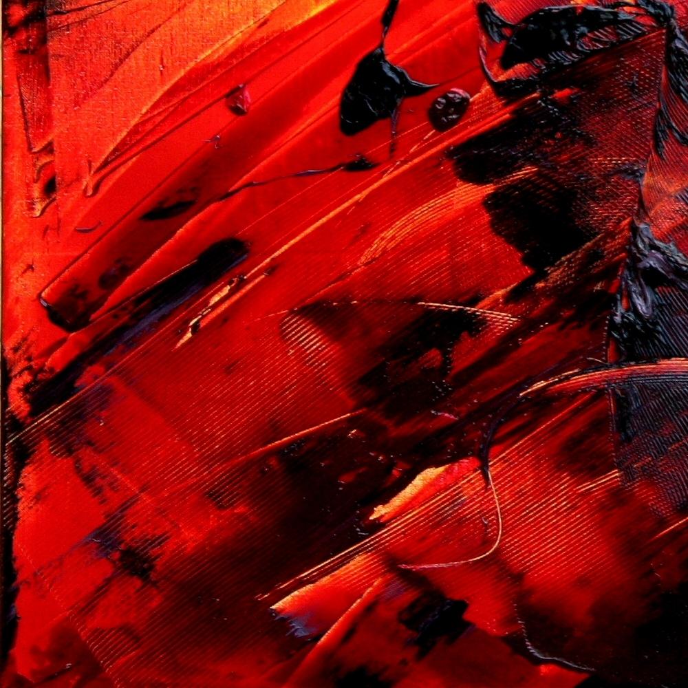 Pittura ad olio astratta dinamica rossa e nera  Espressionismo contemporaneo in vendita 1