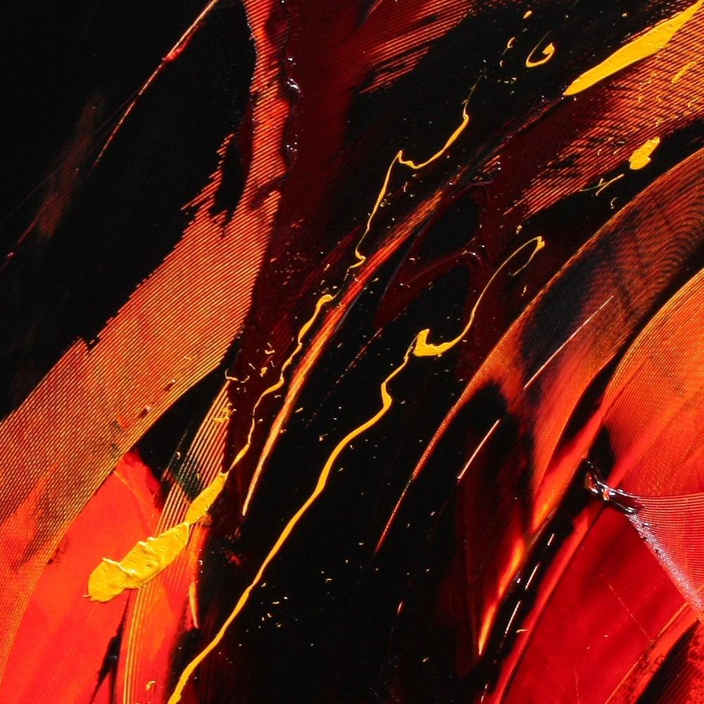 Pittura ad olio astratta dinamica rossa e nera Phoenix Rising di Jean Soyer in vendita 2
