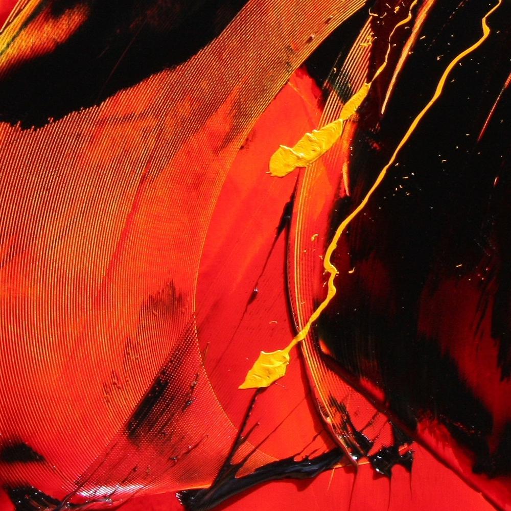 Pittura ad olio astratta dinamica rossa e nera Phoenix Rising di Jean Soyer in vendita 3