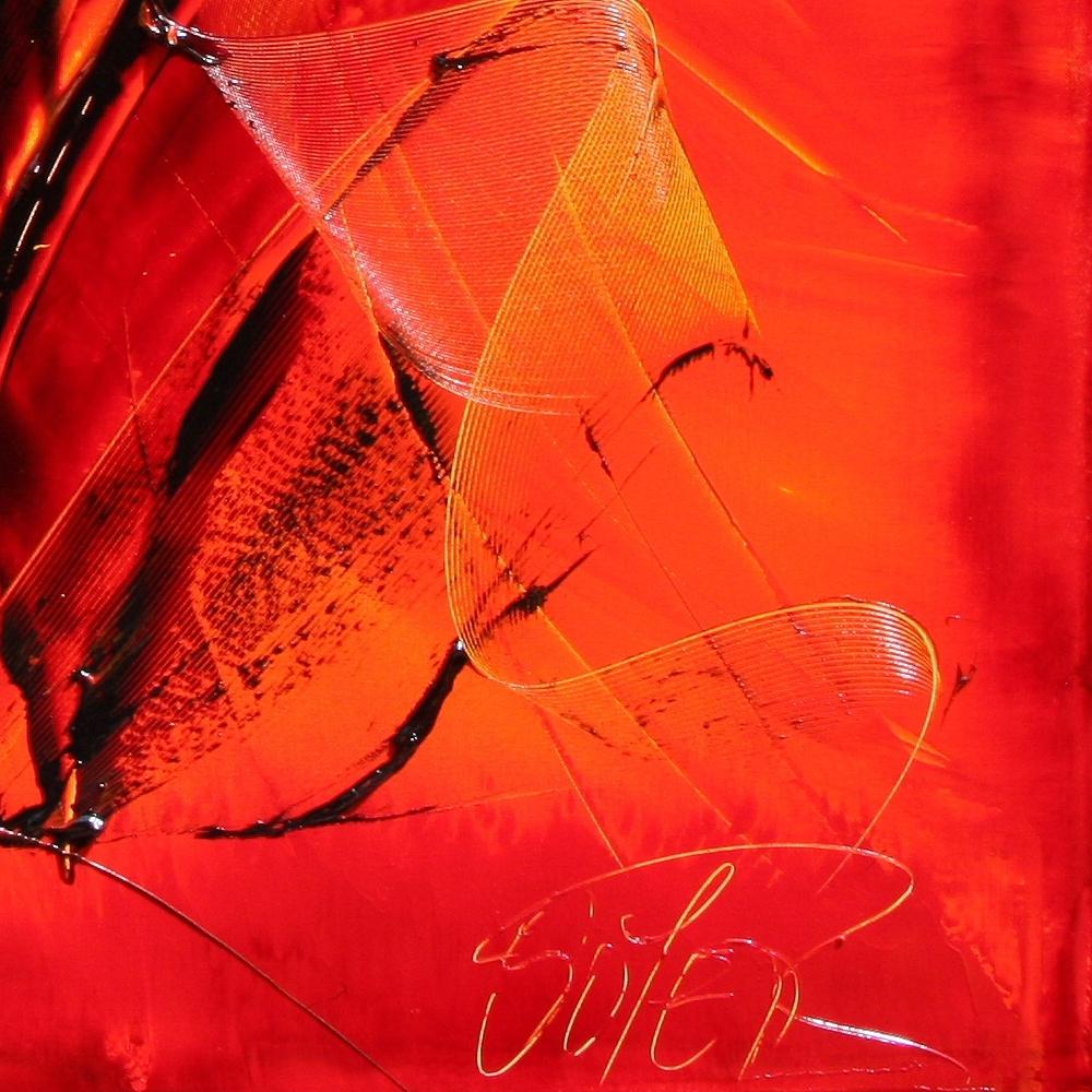 Pittura ad olio astratta dinamica rossa e nera Phoenix Rising di Jean Soyer in vendita 4